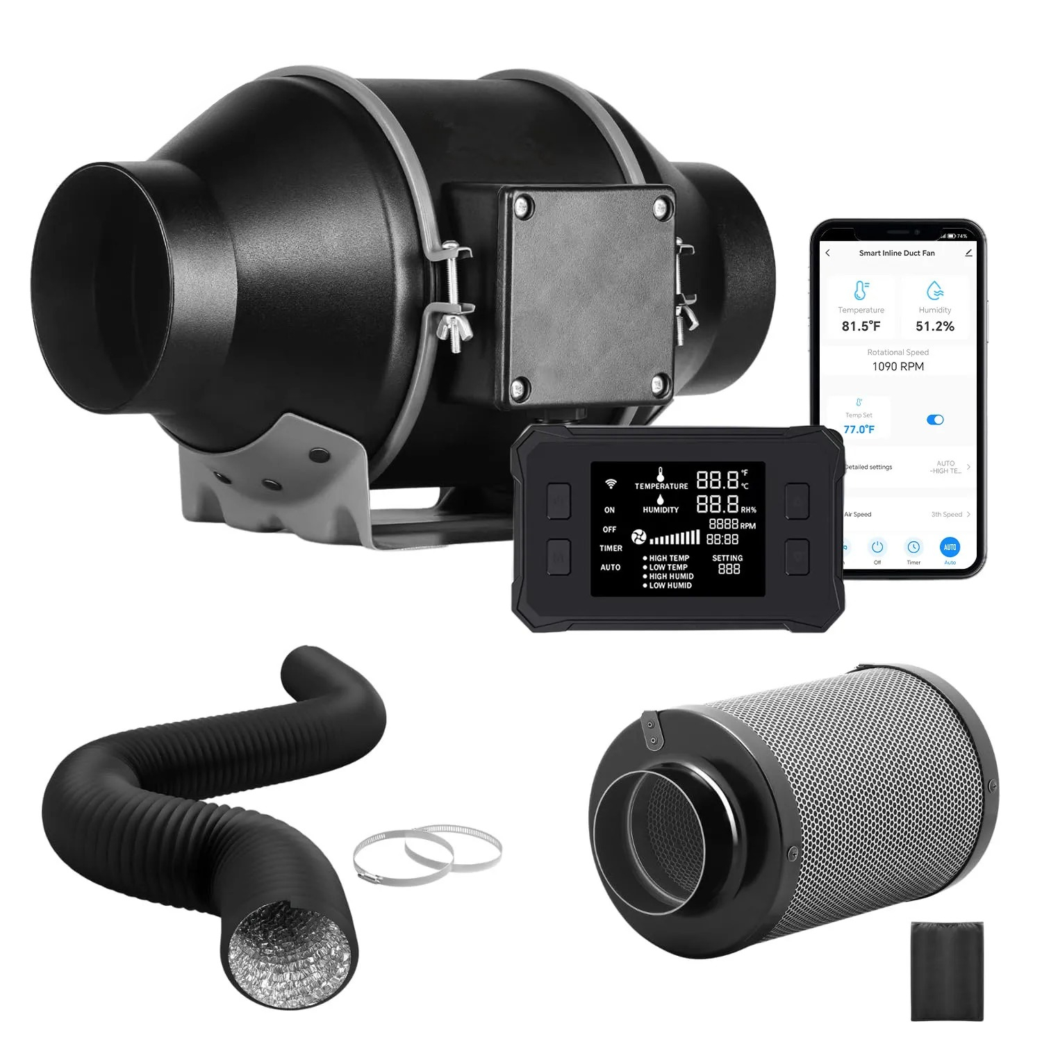 Carbon Filter Inline - Anwendbar auf BAVA 4 Zoll Umweltfreundliches